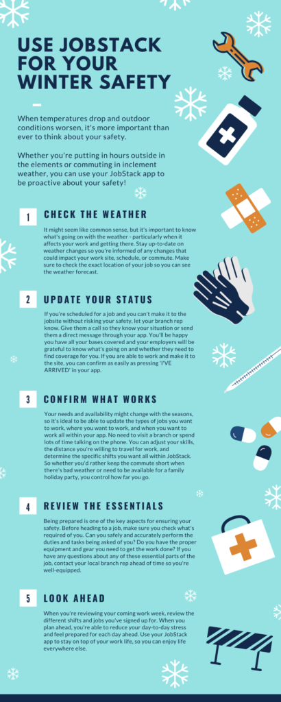 "Use JobStack for Winter Safety" infographic