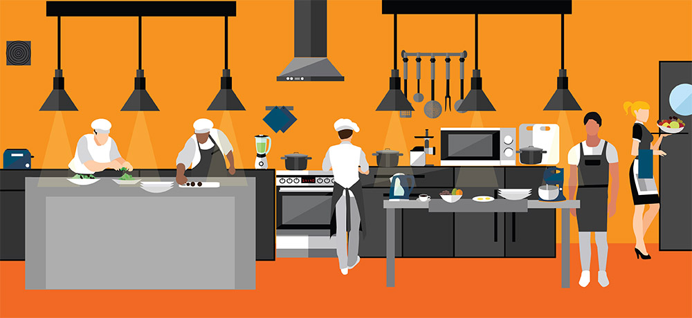 illustration of a professional kitchen