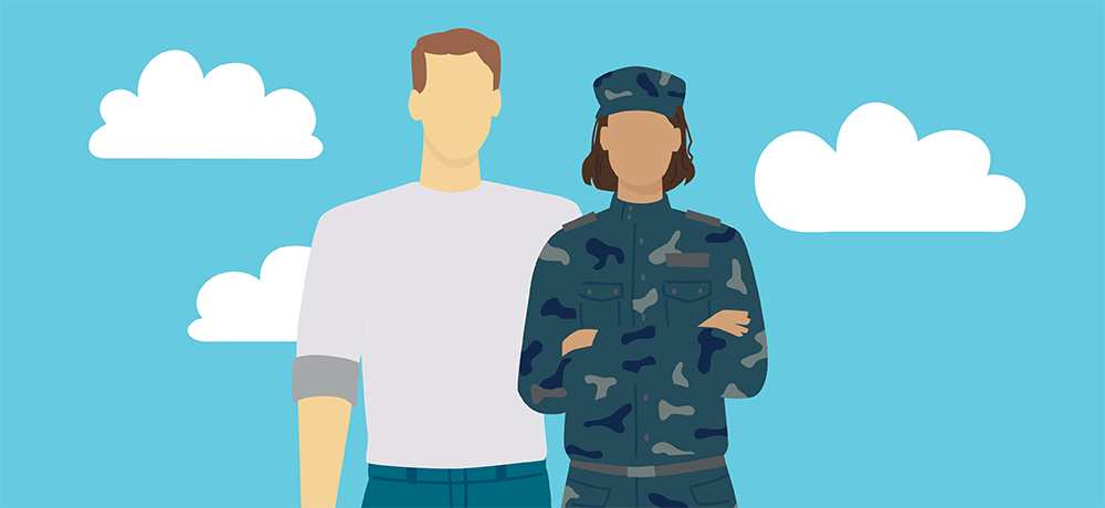 illustration of military veteran with spouse