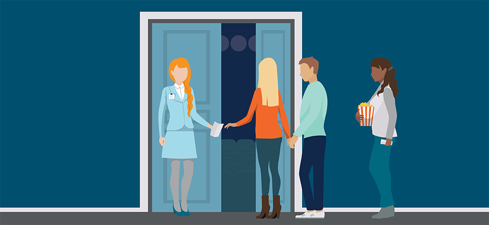 illustration of event worker taking tickets