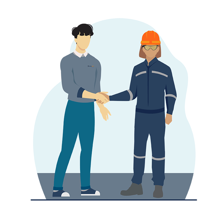 Illustration of PeopleReady Staff shaking hands with Disaster Response staff