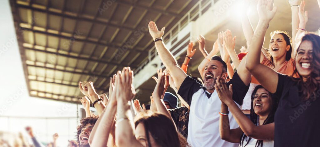 crowd cheering at major sporing event