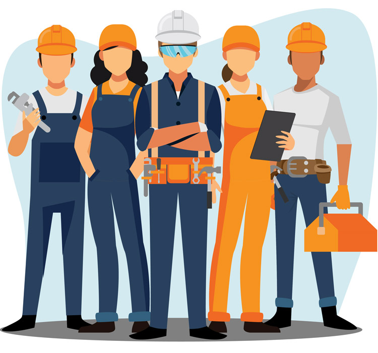 Group of skilled workers