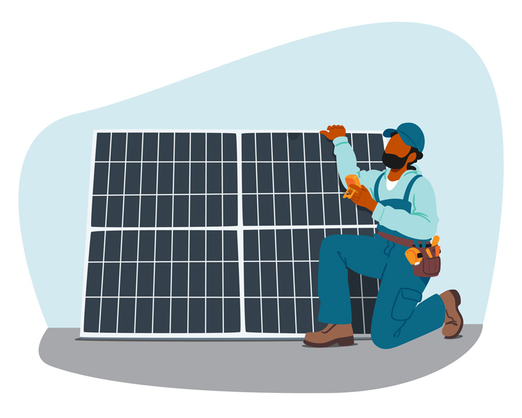 Illustration of a solar worker