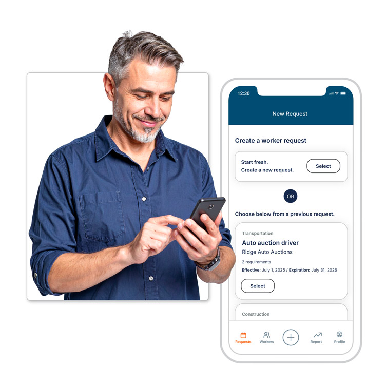 Image of a customer and the JobStack app